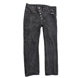 Levis 501 Jeans Men's 32x30 Black Garment Dyed Stone Wash Faded Button Fly